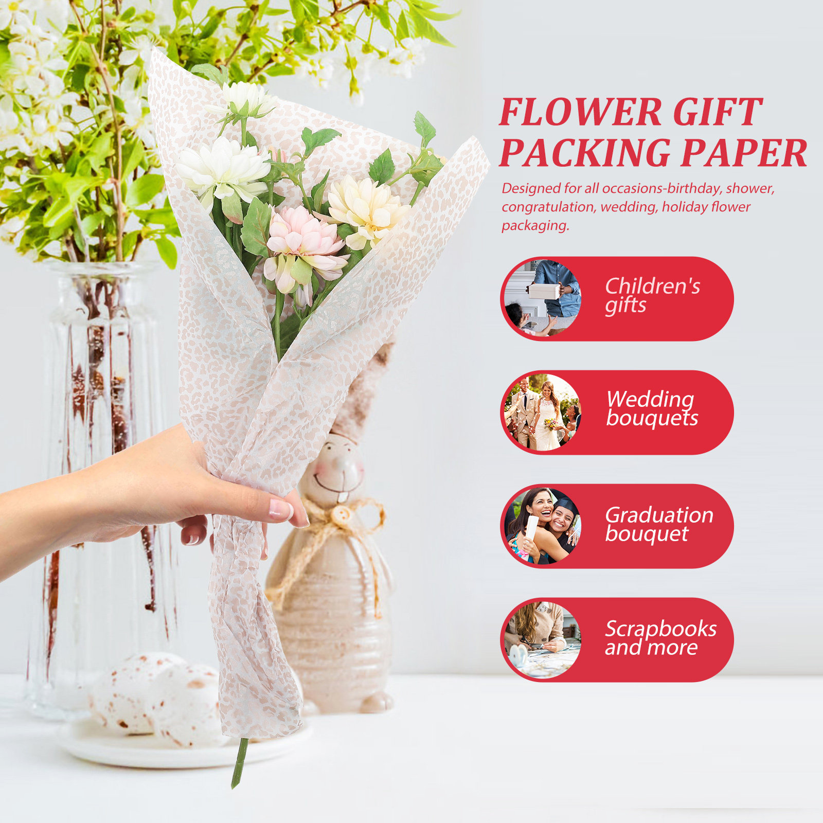 Wedding Packaging - Carta Decorativa Floreale per Confezioni Regalo,